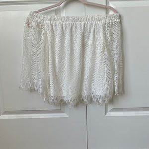 Off Shoulder White Top Lace Vintage Size Small